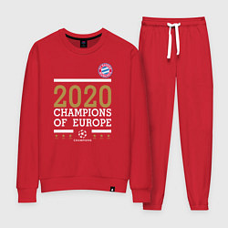 Костюм хлопковый женский FC Bayern Munchen Champions of Europe 2020, цвет: красный