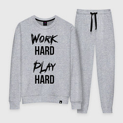 Костюм хлопковый женский Work hard Play hard, цвет: меланж