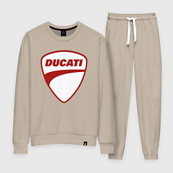 Костюм хлопковый женский Ducati Logo Дукати Лого Z, цвет: миндальный