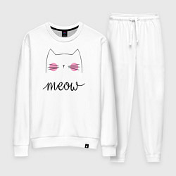 Костюм хлопковый женский Meow, цвет: белый