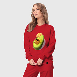 Костюм хлопковый женский Авокадо, цвет: красный — фото 2