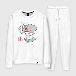 Костюм хлопковый женский BTS sleep, цвет: белый