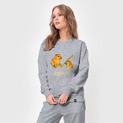 Костюм хлопковый женский Doge Bonk go to horny jail, цвет: меланж — фото 2