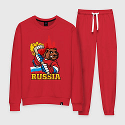 Костюм хлопковый женский Хоккей Россия, цвет: красный