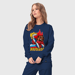 Костюм хлопковый женский Хоккей Россия, цвет: тёмно-синий — фото 2