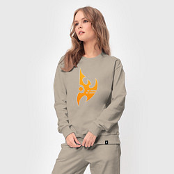 Костюм хлопковый женский Protoss logo Orange, цвет: миндальный — фото 2