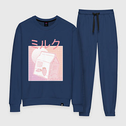 Костюм хлопковый женский Vaporwave Strawberry Milk, цвет: тёмно-синий