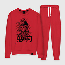 Костюм хлопковый женский Иноске Хашибира Kimetsu no Yaiba, цвет: красный