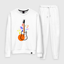 Костюм хлопковый женский Цветная гитара, цвет: белый