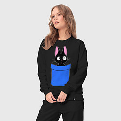 Костюм хлопковый женский Котенок в кармане, цвет: черный — фото 2