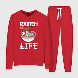 Костюм хлопковый женский Ramen life, цвет: красный