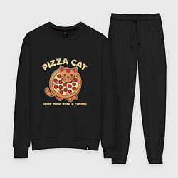 Костюм хлопковый женский Pizza Cat, цвет: черный