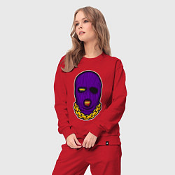 Костюм хлопковый женский DaBaby Purple Mask, цвет: красный — фото 2