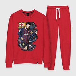 Костюм хлопковый женский Messi Barcelona Argentina Striker, цвет: красный