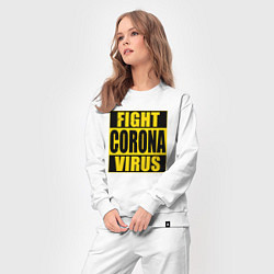 Костюм хлопковый женский Fight Corona Virus, цвет: белый — фото 2