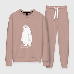 Костюм хлопковый женский Курьер - Медведь, цвет: пыльно-розовый