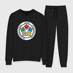 Костюм хлопковый женский Judo Federation, цвет: черный