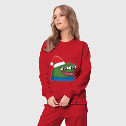 Костюм хлопковый женский Pepe, pepe happy, Пепе хеппи, pepe happy new year, цвет: красный — фото 2