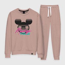 Костюм хлопковый женский Logotype Mickey Mouse, цвет: пыльно-розовый