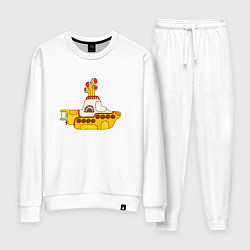 Костюм хлопковый женский The Beatles Yellow Submarine в дудл стиле, цвет: белый