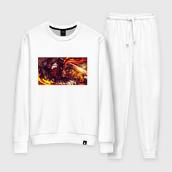 Костюм хлопковый женский Взгляд Ренгоку Клинок рассекающий демонов, цвет: белый
