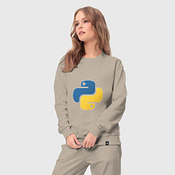 Костюм хлопковый женский Python язык, цвет: миндальный — фото 2