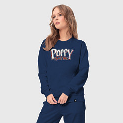 Костюм хлопковый женский Poppy Playtime Logo, цвет: тёмно-синий — фото 2