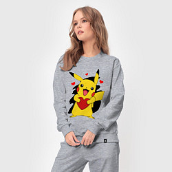 Костюм хлопковый женский ПИКАЧУ И СЕРДЕЧКО POKENON PIKACHU LOVE, цвет: меланж — фото 2