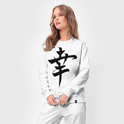 Костюм хлопковый женский Японский иероглиф Счастье, цвет: белый — фото 2