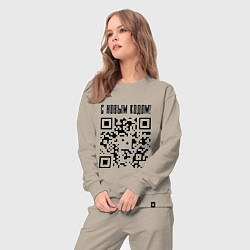 Костюм хлопковый женский С НОВЫМ КОДОМ - QR КОД КЮАР КОД, цвет: миндальный — фото 2