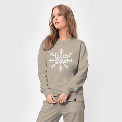 Костюм хлопковый женский Snowflake Let it snow, цвет: миндальный — фото 2