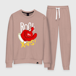 Костюм хлопковый женский Red mittens Rock this xmas, цвет: пыльно-розовый