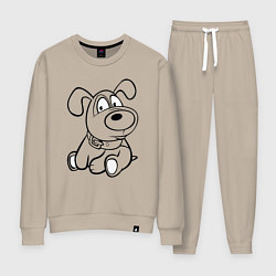 Костюм хлопковый женский Щенок глазастый, цвет: миндальный