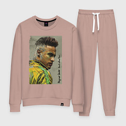 Костюм хлопковый женский Neymar Junior - Brazil national team, цвет: пыльно-розовый