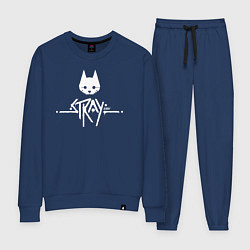 Костюм хлопковый женский Stray: White Logo, цвет: тёмно-синий