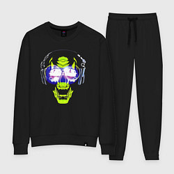 Костюм хлопковый женский Neon skull - music lover, цвет: черный