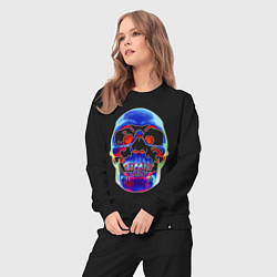 Костюм хлопковый женский Cool neon skull, цвет: черный — фото 2