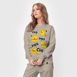 Костюм хлопковый женский Пика Пика Пикачу Pikachu, цвет: миндальный — фото 2