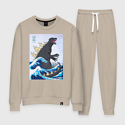 Костюм хлопковый женский Godzilla in The Waves Eastern, цвет: миндальный
