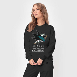 Костюм хлопковый женский Sharks are coming, Сан-Хосе Шаркс San Jose Sharks, цвет: черный — фото 2