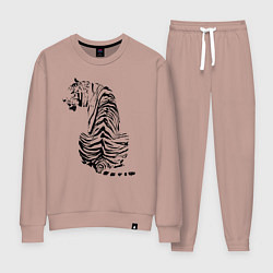 Костюм хлопковый женский Тигр со спины, цвет: пыльно-розовый