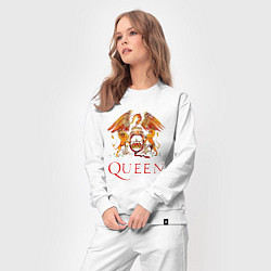 Костюм хлопковый женский Queen, логотип, цвет: белый — фото 2