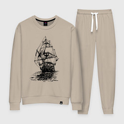 Костюм хлопковый женский Pacific ocean Frigate, цвет: миндальный