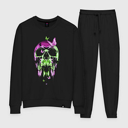 Костюм хлопковый женский Skull & Butterfly Neon, цвет: черный