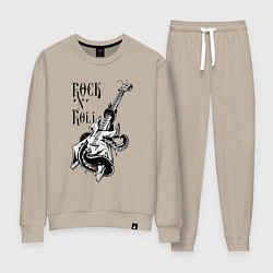 Костюм хлопковый женский Guitar & Octopus Rock n Roll, цвет: миндальный