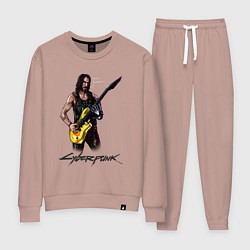 Костюм хлопковый женский Cyberpunk 2077 Johnny гитарист, цвет: пыльно-розовый