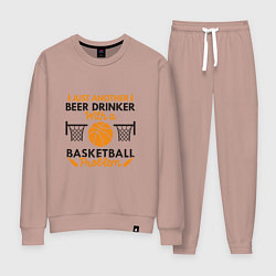 Костюм хлопковый женский Basketball & Beer, цвет: пыльно-розовый