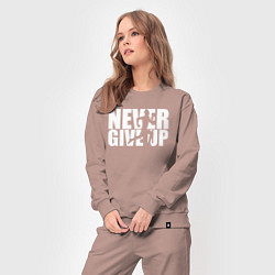 Костюм хлопковый женский NEVER GIVE UP НИКОГДА НЕ СДАВАЙСЯ СПОРТ, цвет: пыльно-розовый — фото 2