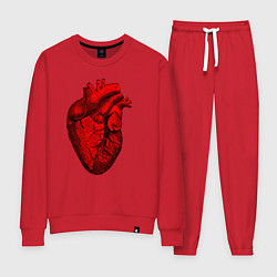 Костюм хлопковый женский Сердце анатомическое, цвет: красный