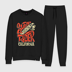 Костюм хлопковый женский Surf rider Catch the wave California, цвет: черный